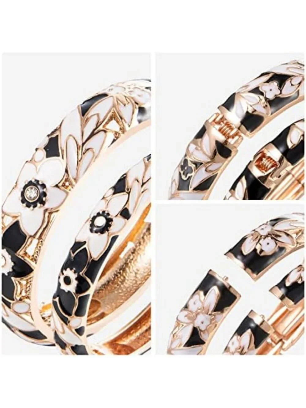 Handcrafted Vintage Cloisonne Cuff Bracelet with Rhinestones - Unique Gift Idea